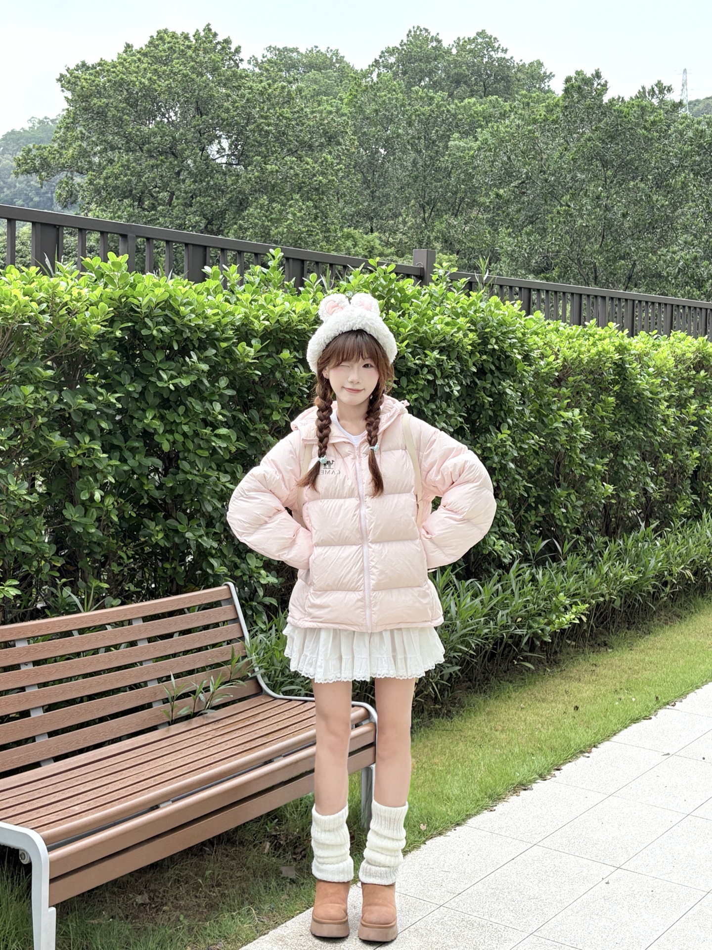 浅粉羽绒服！甜妹冬日本命穿搭💕