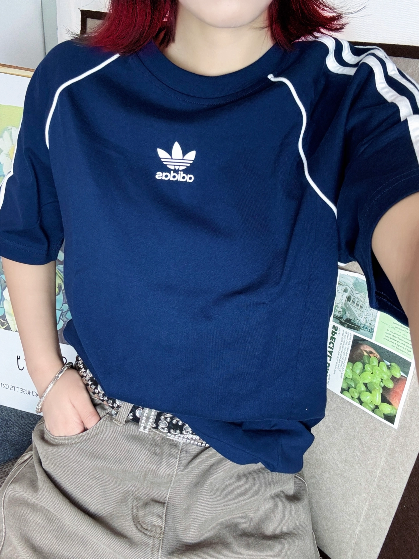 ☘️小个子通勤穿|Adidas藏蓝T+休闲裤=复古少年感