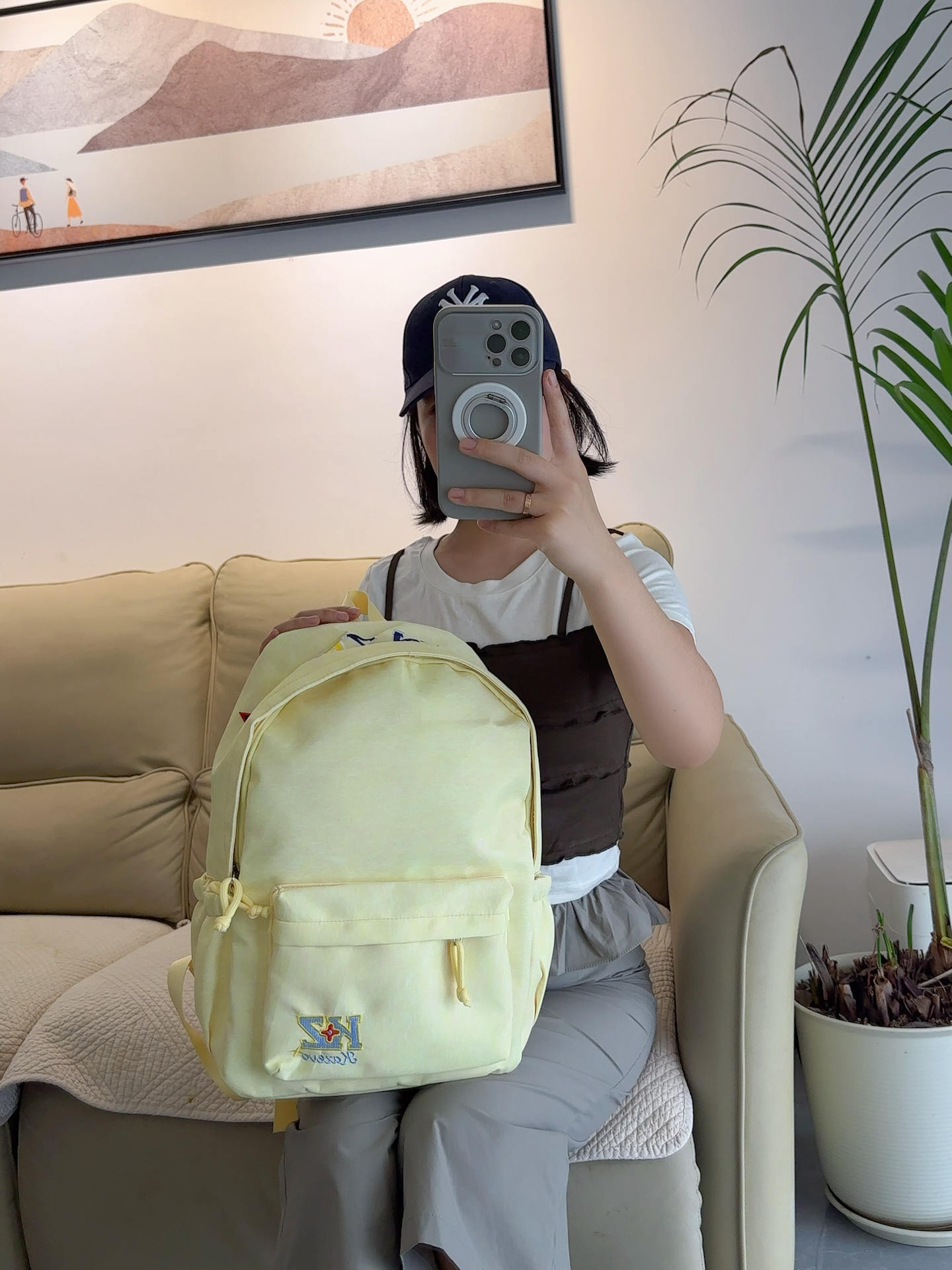 春夏浅黄双肩包，通勤上学都适配🥳