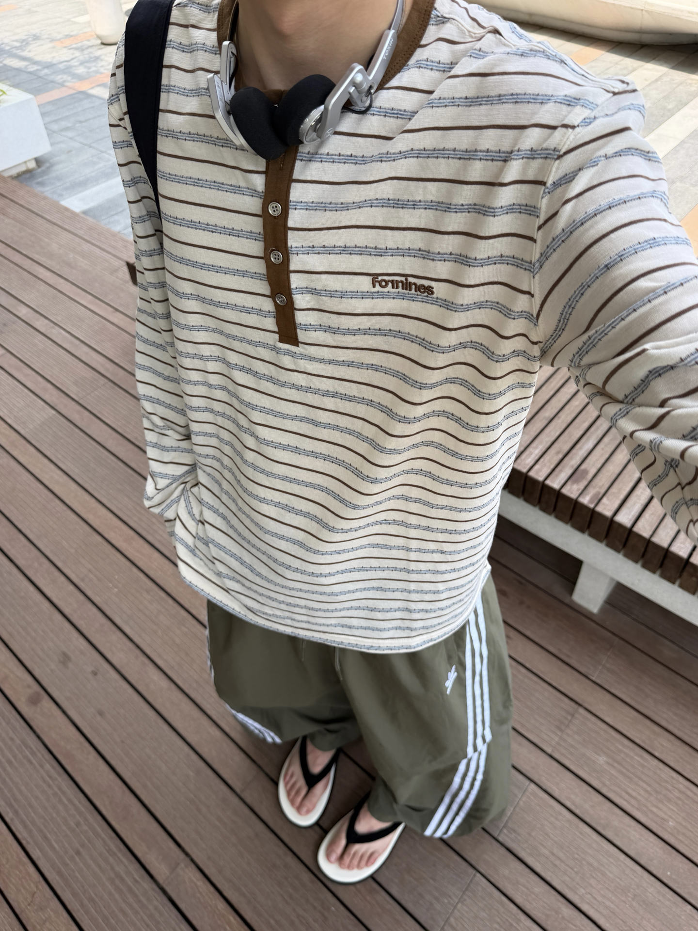 夏日条纹T恤搭人字拖🩴松弛感十足