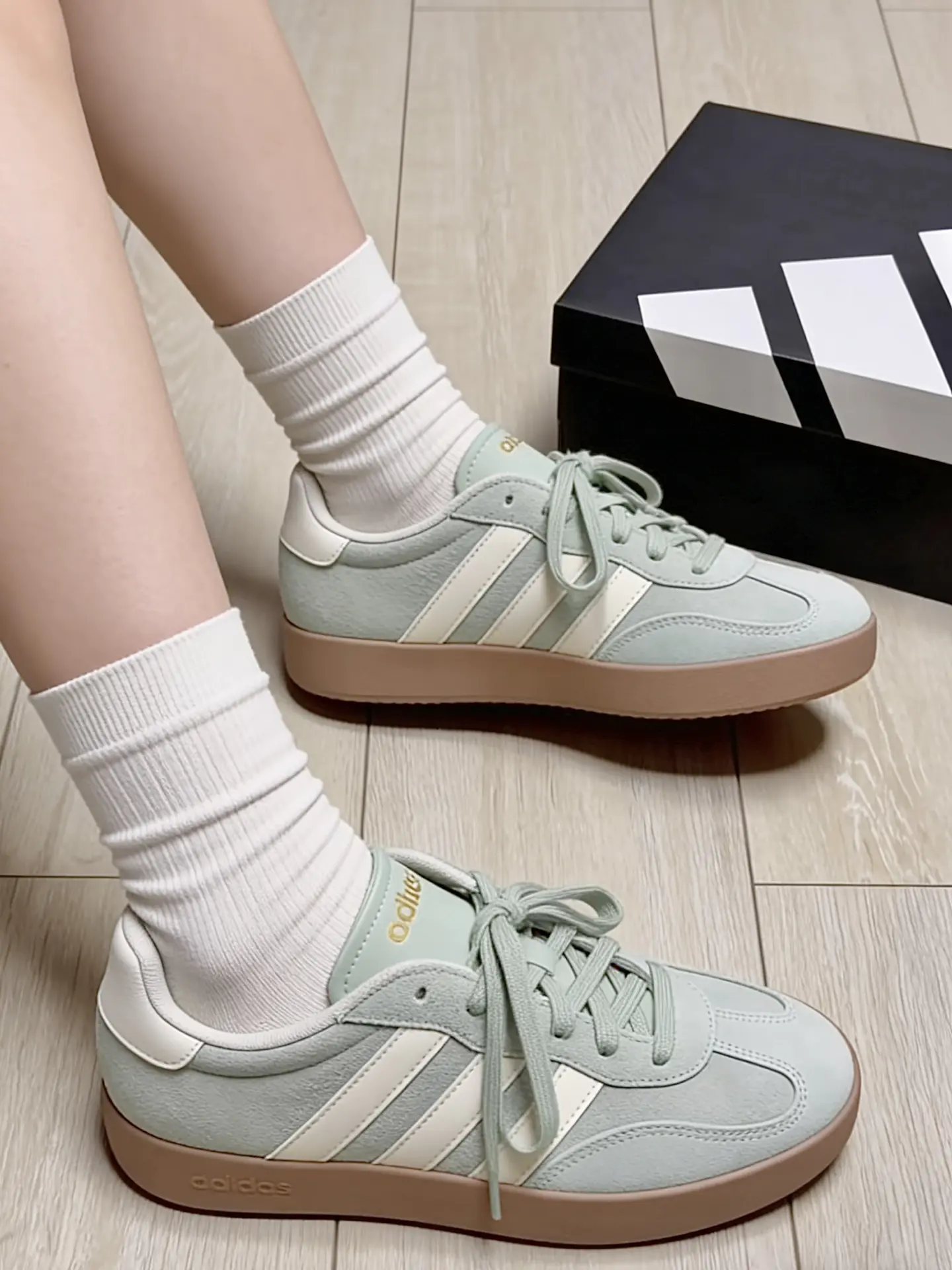 adidas薄荷绿德训鞋实测~
