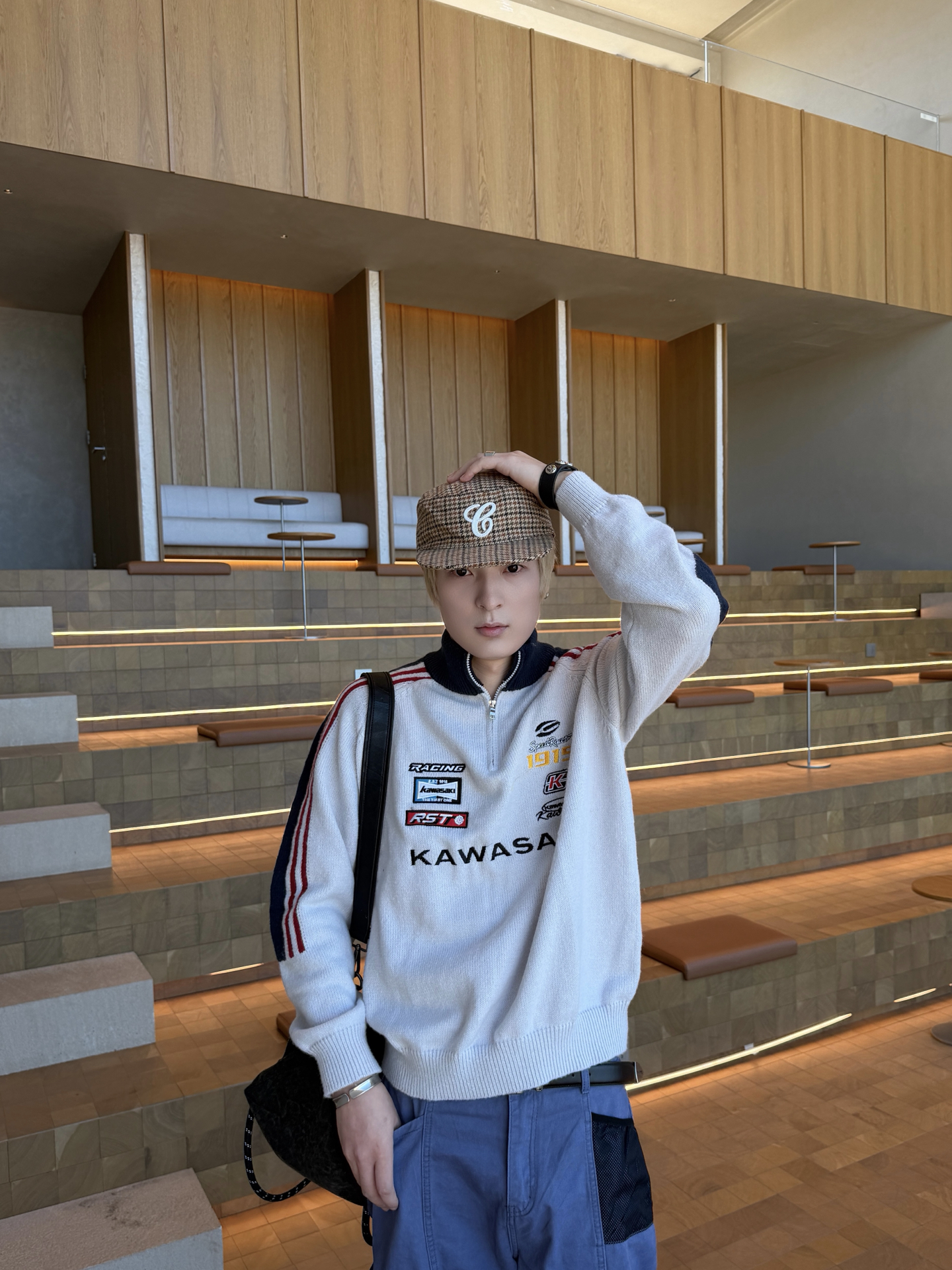 早秋复古机车学院风｜半拉链针织衫少年感直接拉满