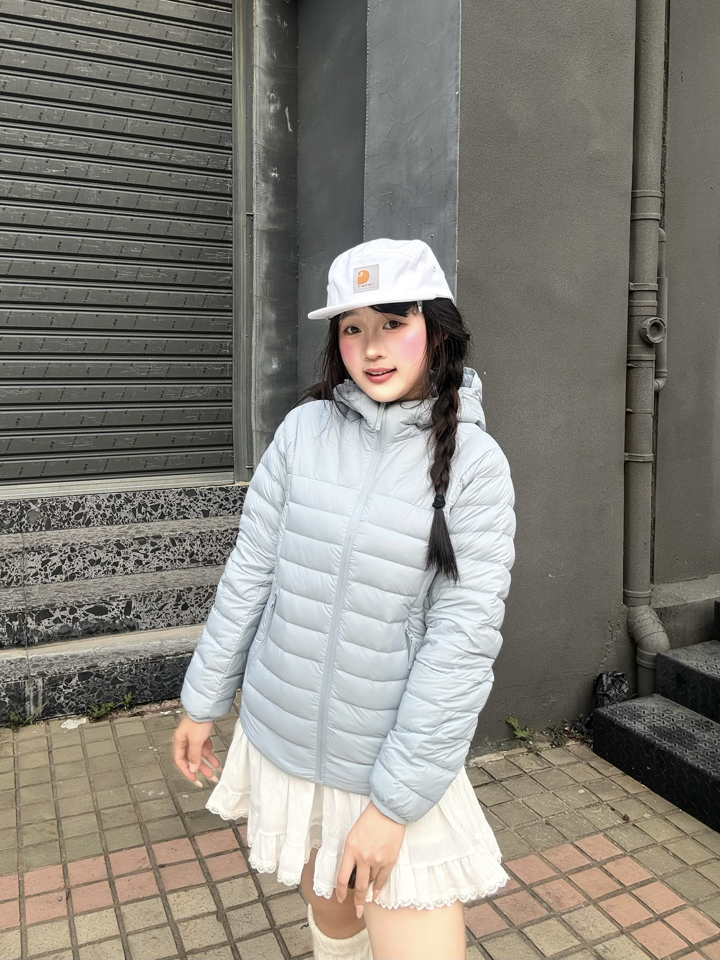 奶呼呼的浅蓝色羽绒服💙