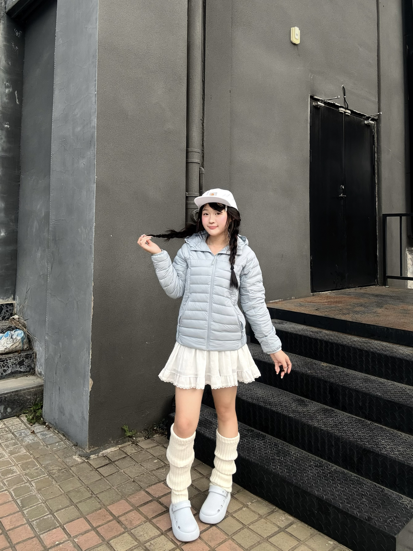 奶呼呼的浅蓝色羽绒服💙