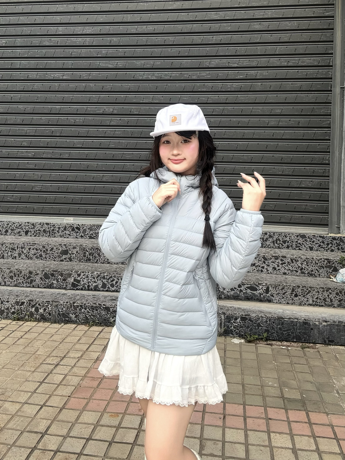 奶呼呼的浅蓝色羽绒服💙