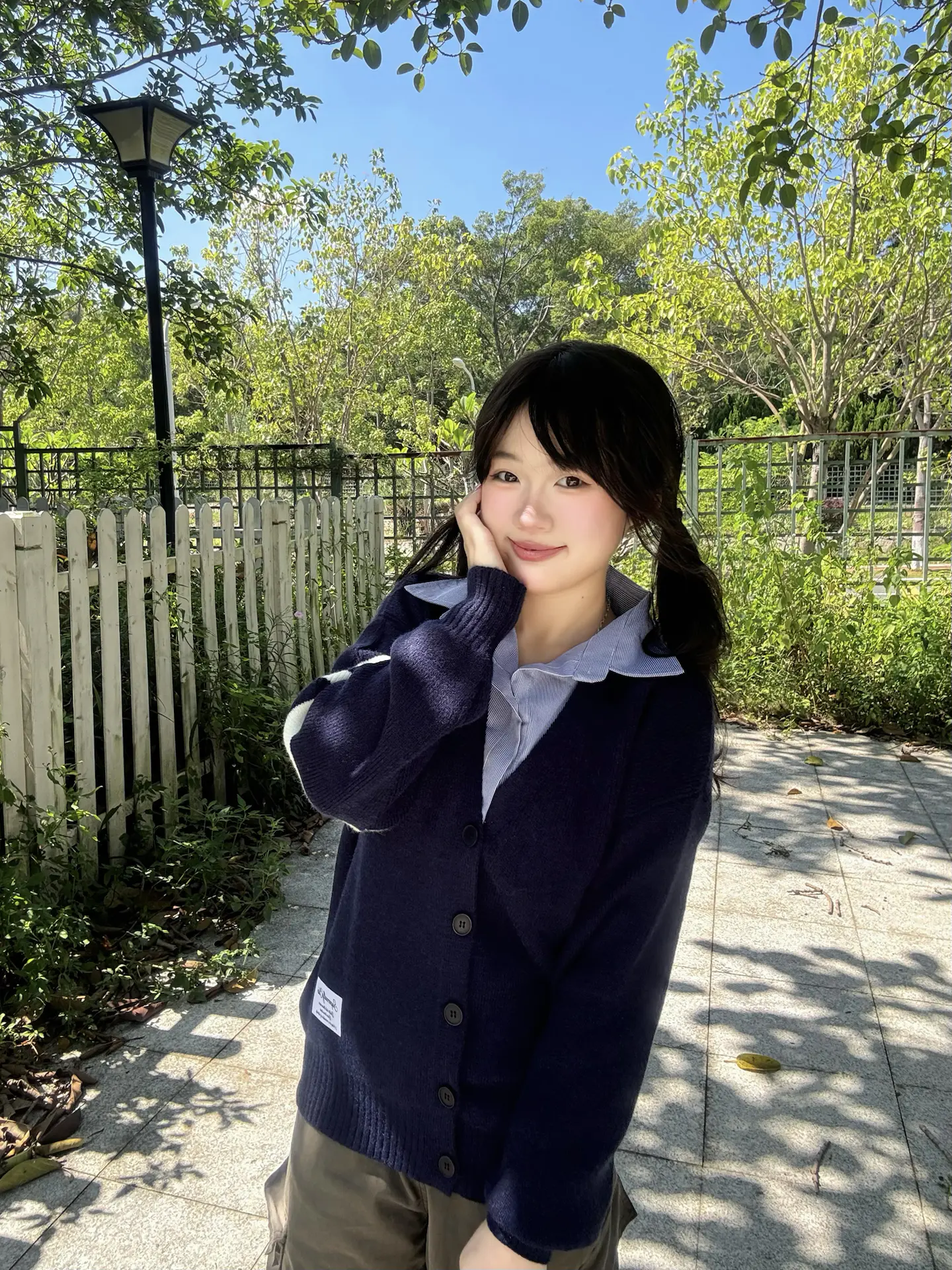早秋学院感🍂藏青针织开衫好百搭