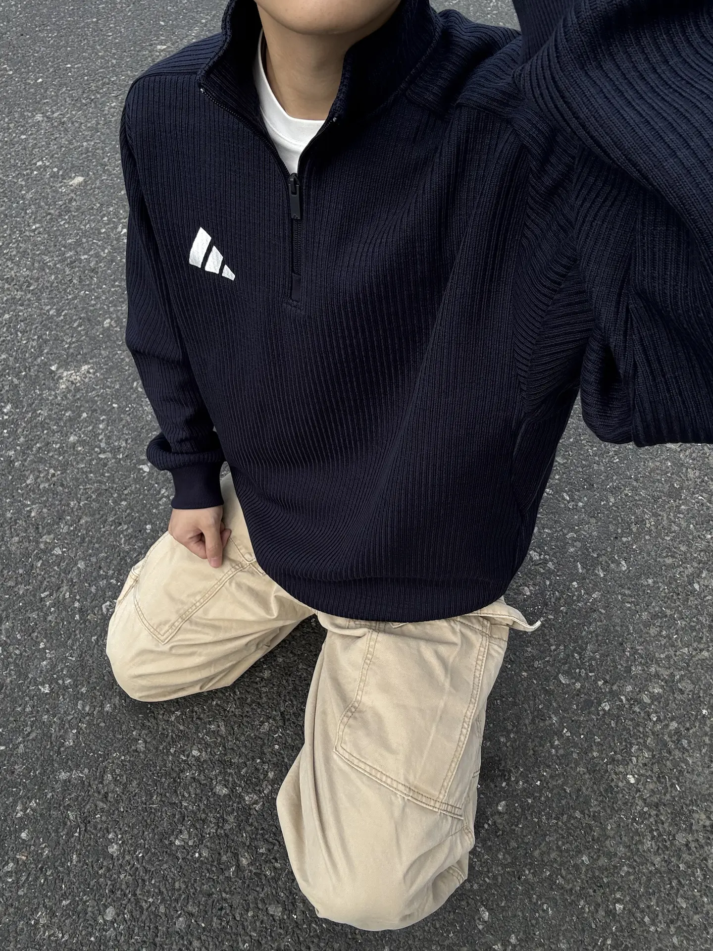 谁懂啊!阿迪这件华夫格半拉链卫衣才是万能通勤单品🫐