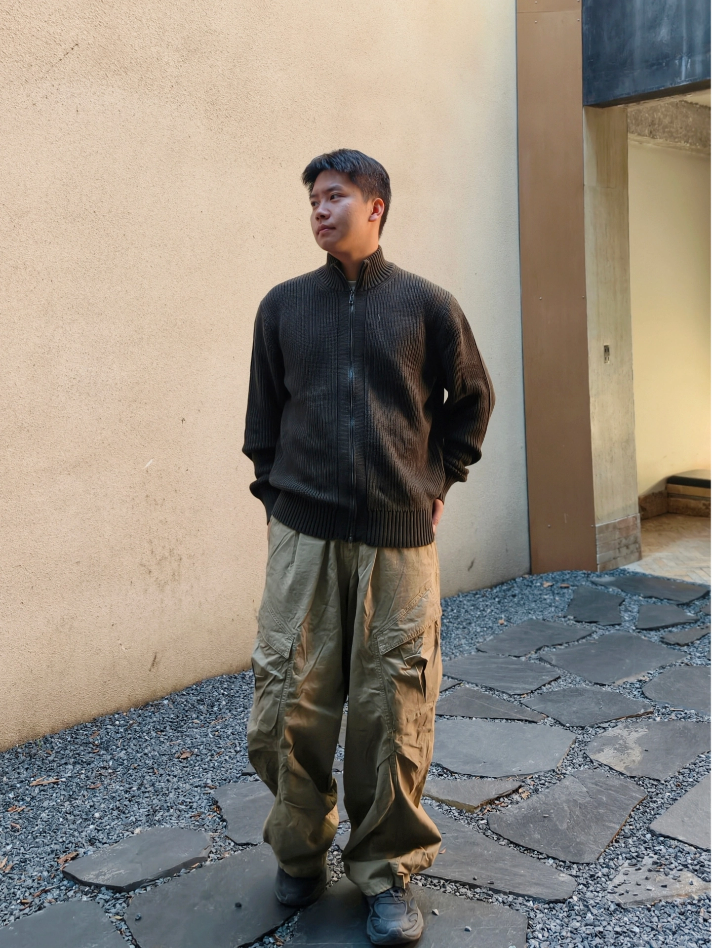 男生秋冬质感穿搭试试拉链针织衫