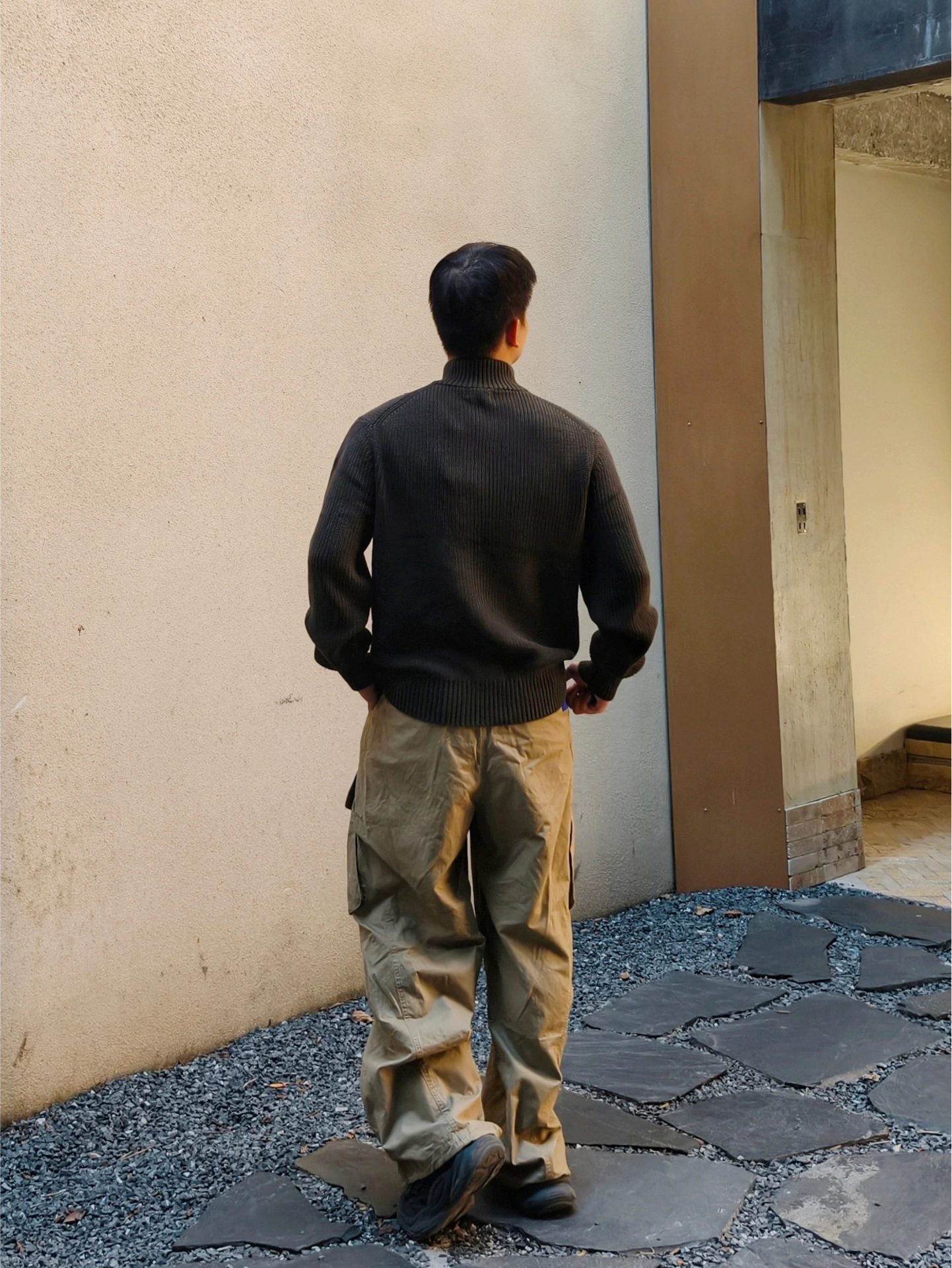 男生秋冬质感穿搭试试拉链针织衫