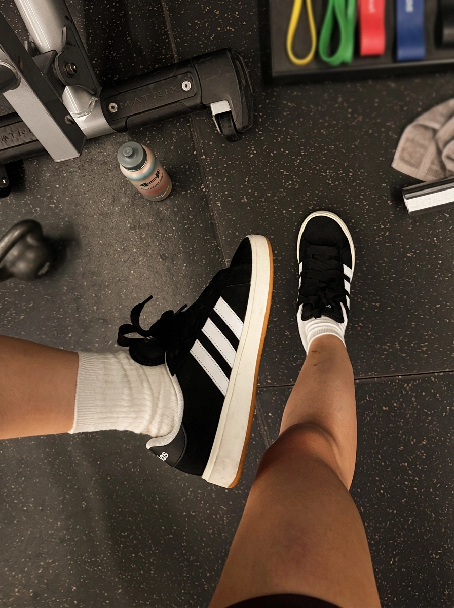 健身房日常··这双黑白阿迪太好穿啦！👟