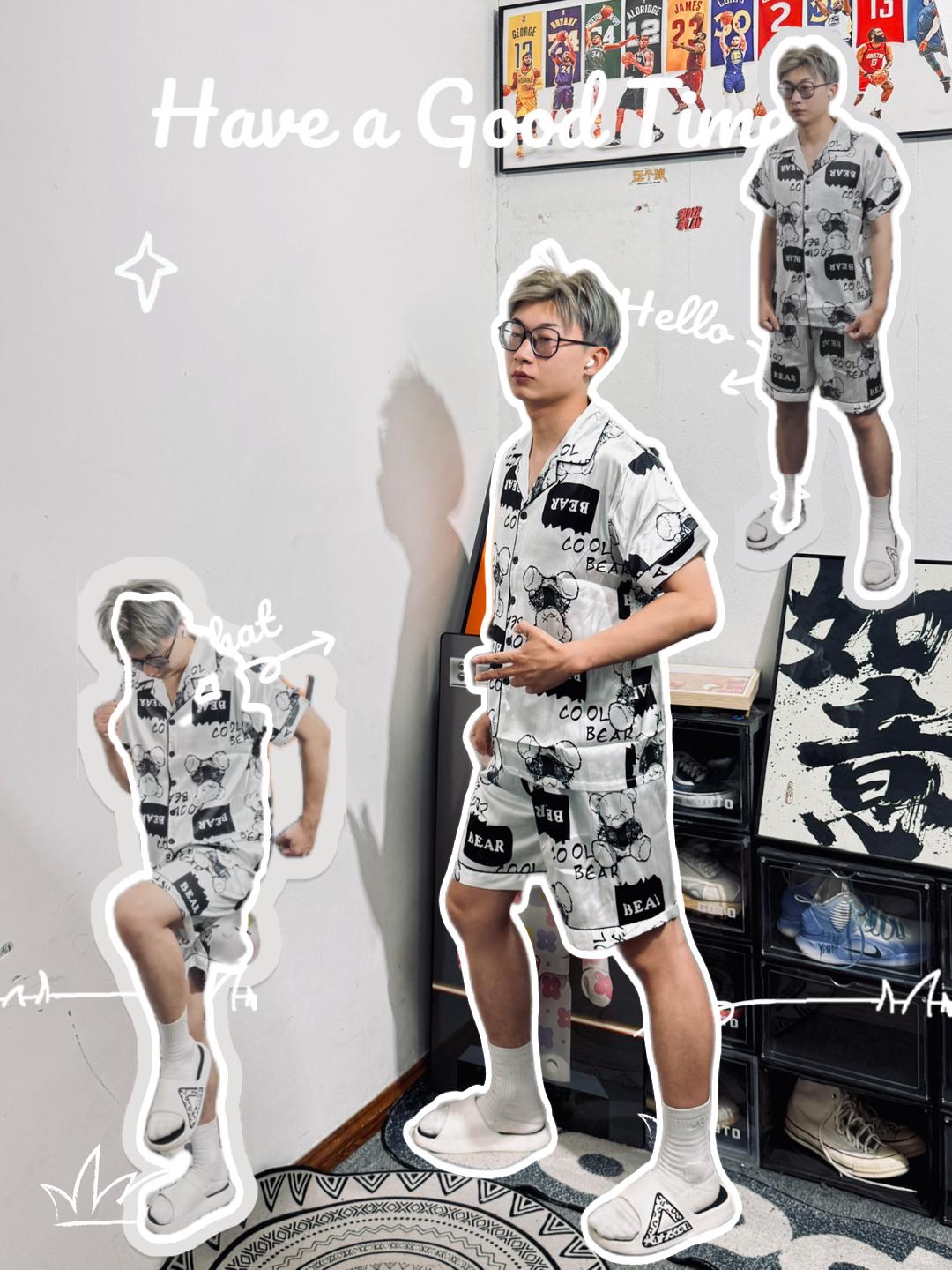 冰丝小熊睡衣|宅家也能清爽出街💯