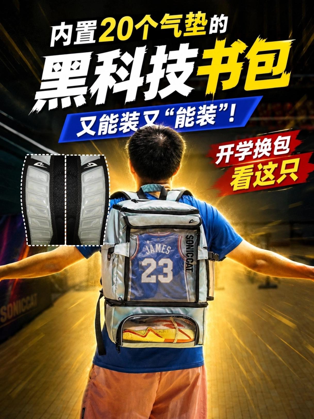 气垫还可以放在书包🎒上，这个真的喷不了！