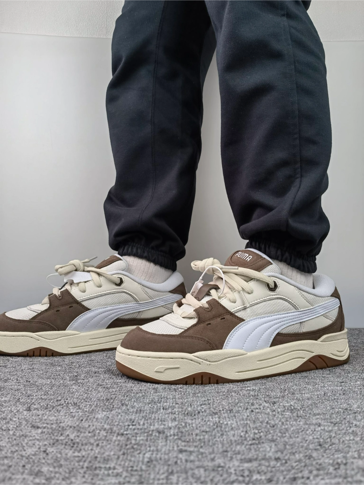 puma180tan复古面包鞋上脚细节展示