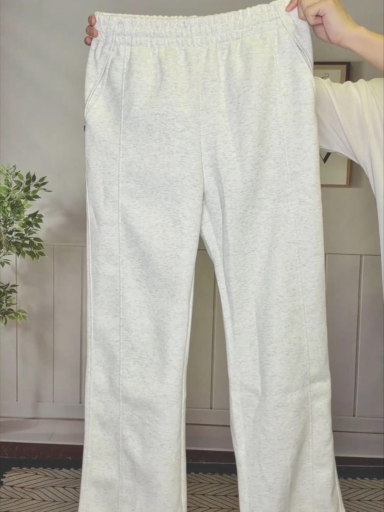 软fufu神裤！浅灰阔腿卫裤