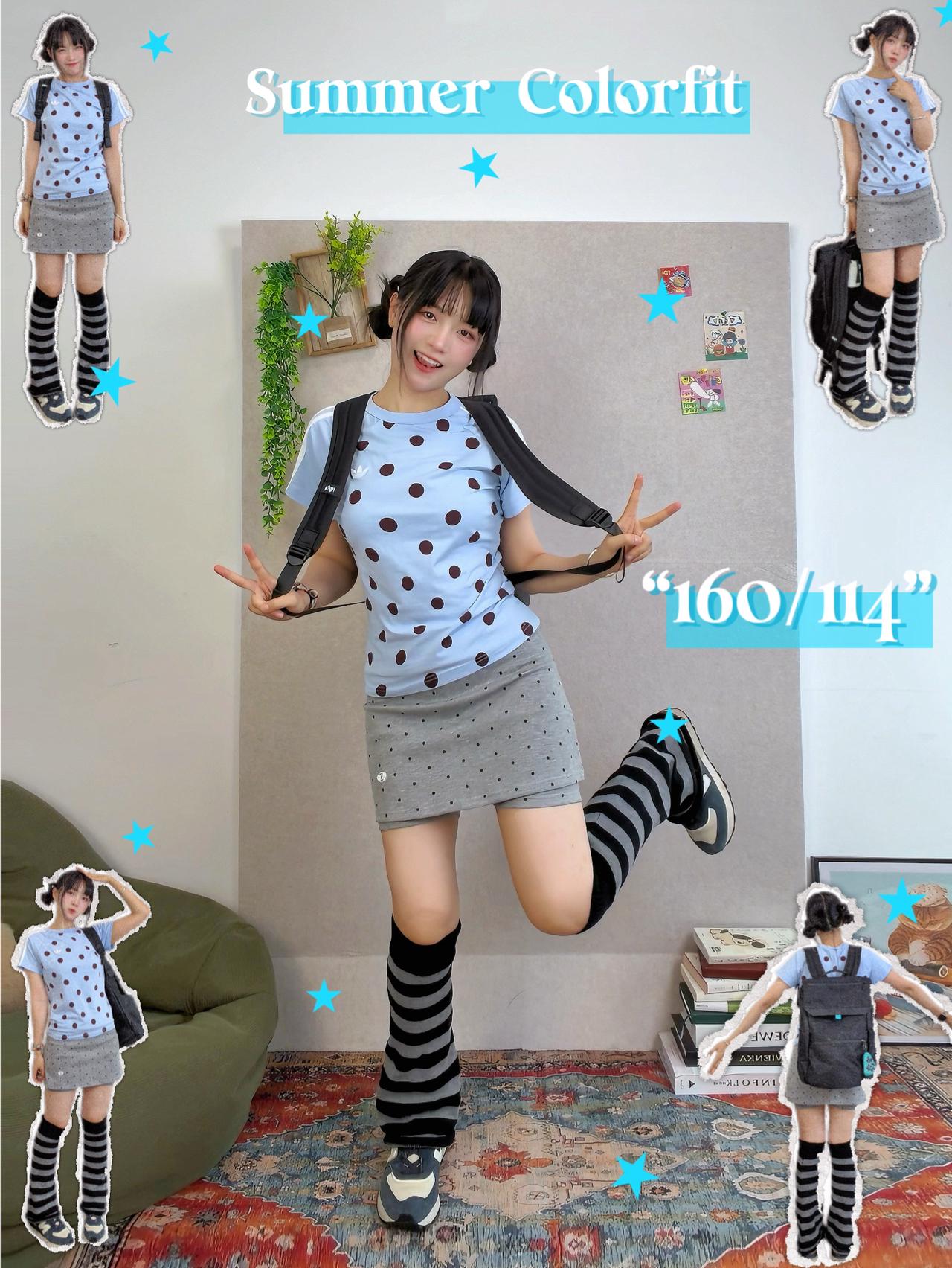 夏日多巴胺𝗢𝗢𝗧𝗗🩵·ᐝ好韩的奶蓝波点短袖啊啊!!