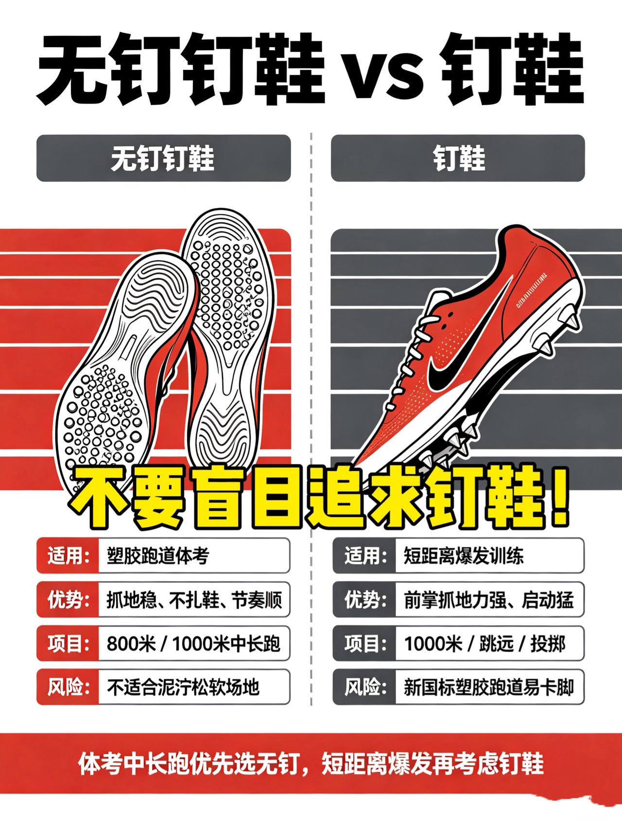 体育生不要盲目追求钉鞋❗️