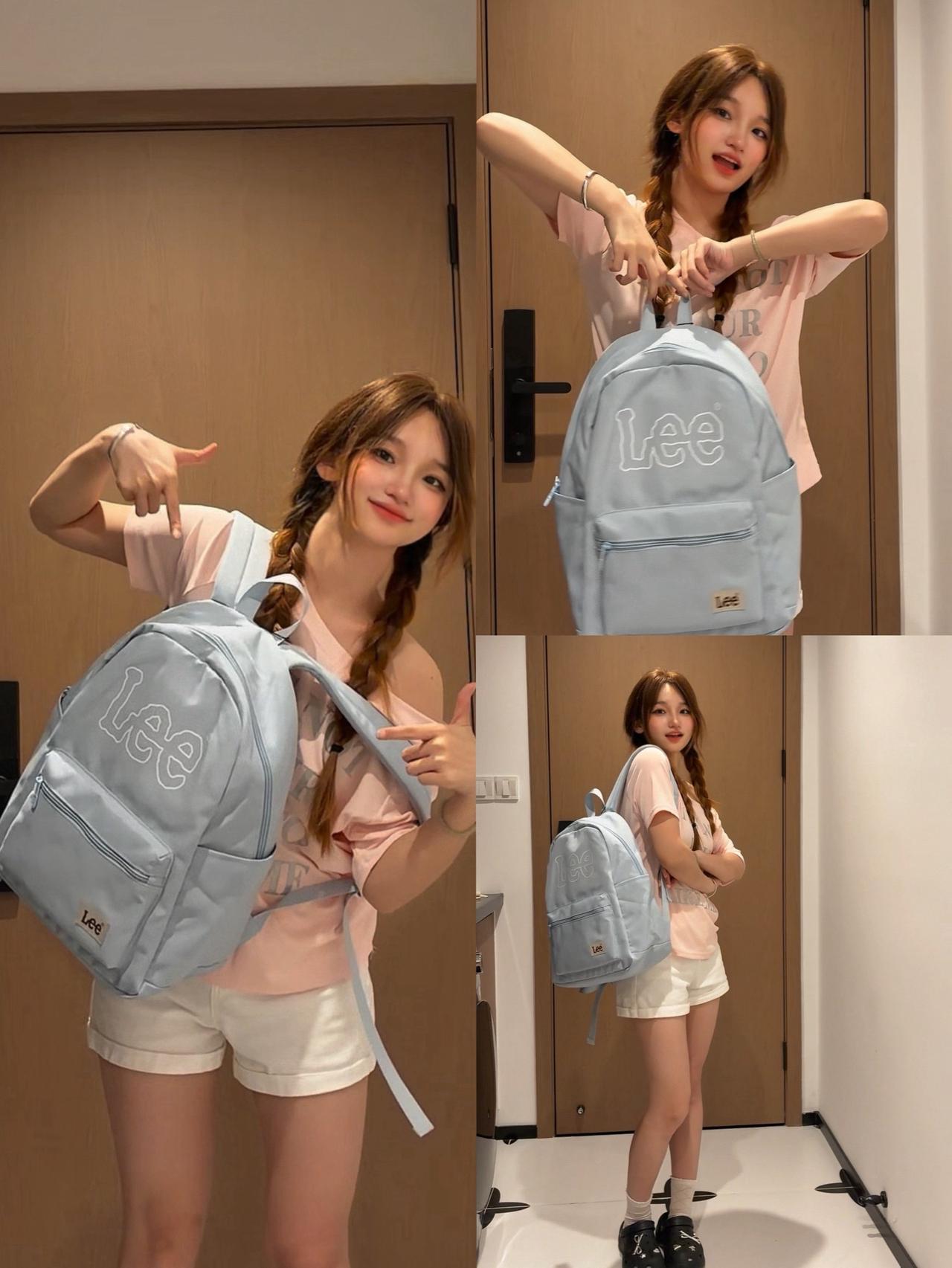 💙奶呼呼的浅蓝色Lee双肩包