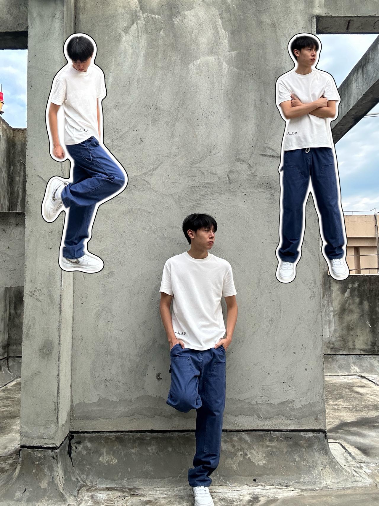 高个子男生法工蓝工装裤|宽松直筒显腿长日常百搭款