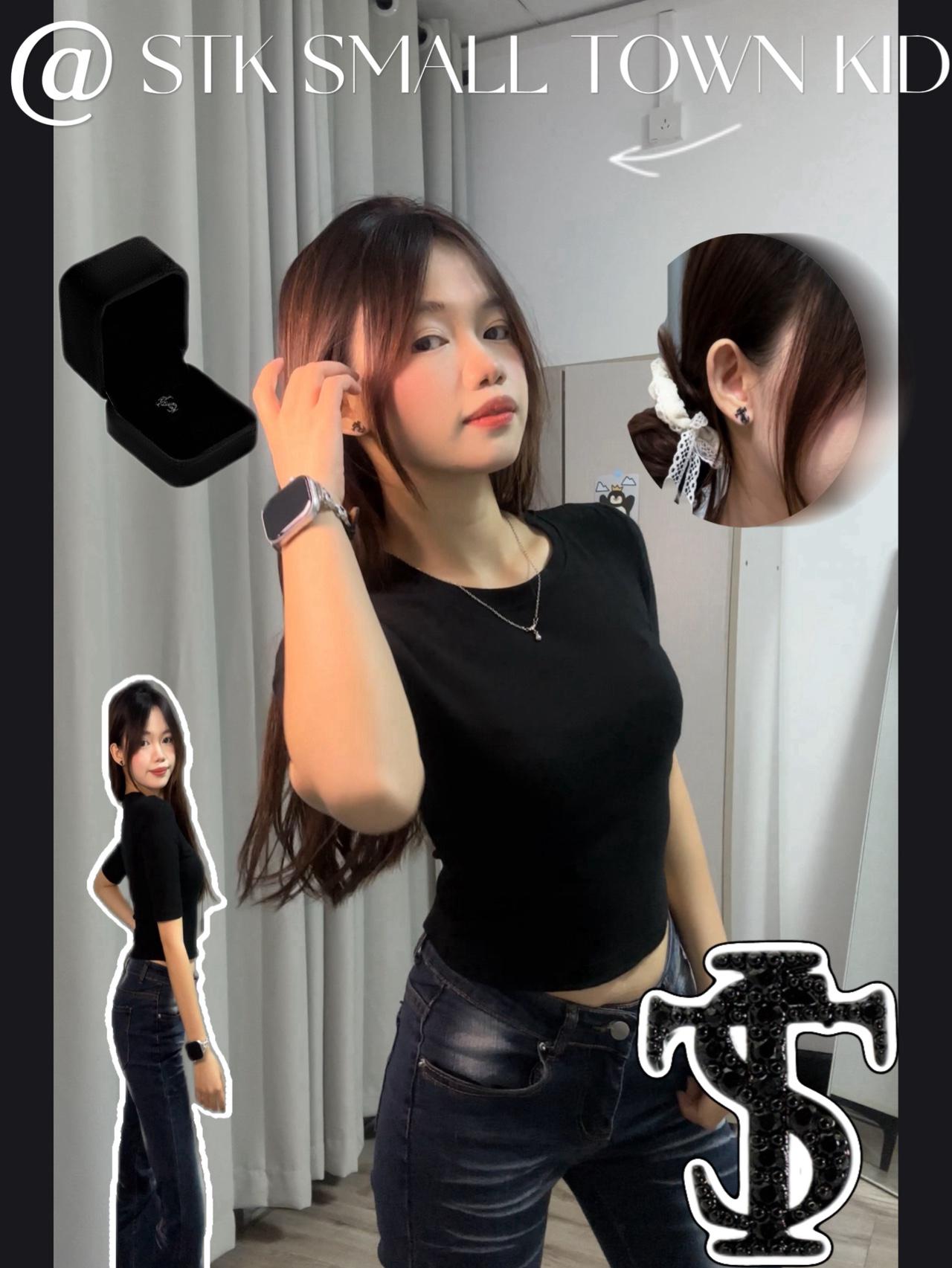 男女同款｜复古黑钻耳钉百搭出圈