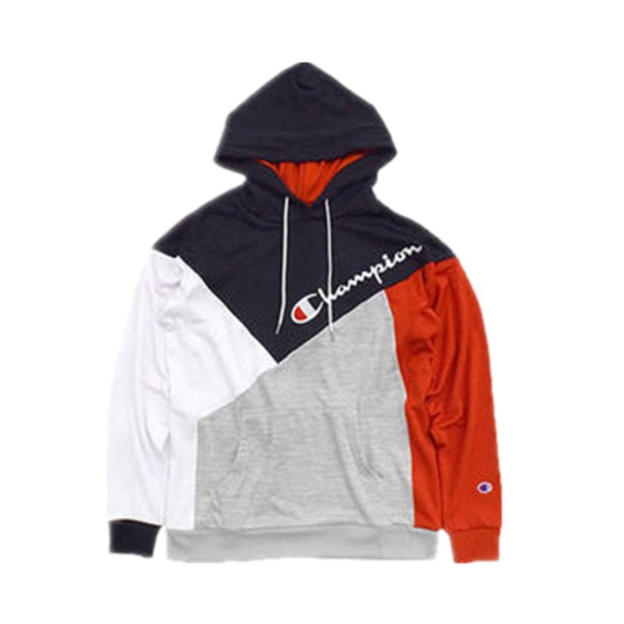 champion/冠军 ss21 经典百搭拼接时尚街头潮流草写logo连帽卫衣 c3
