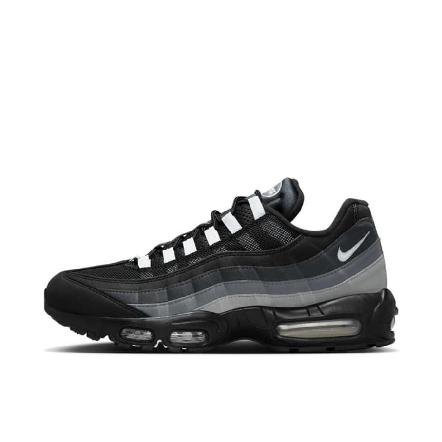 推荐商品：Nike Air Max 95 跑鞋 潮流时尚复古百搭防滑耐磨舒适透气防水气垫织物支撑低帮缓震贴合耐用圆头 黑色/深灰色/浅灰色