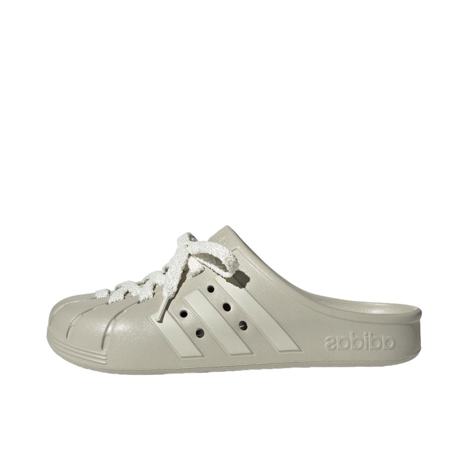 推荐商品：adidas Adilette Clog 舒适百搭 防滑耐磨 运动 一字 外穿 拖鞋 淡芝麻灰/轨道灰/亮白色