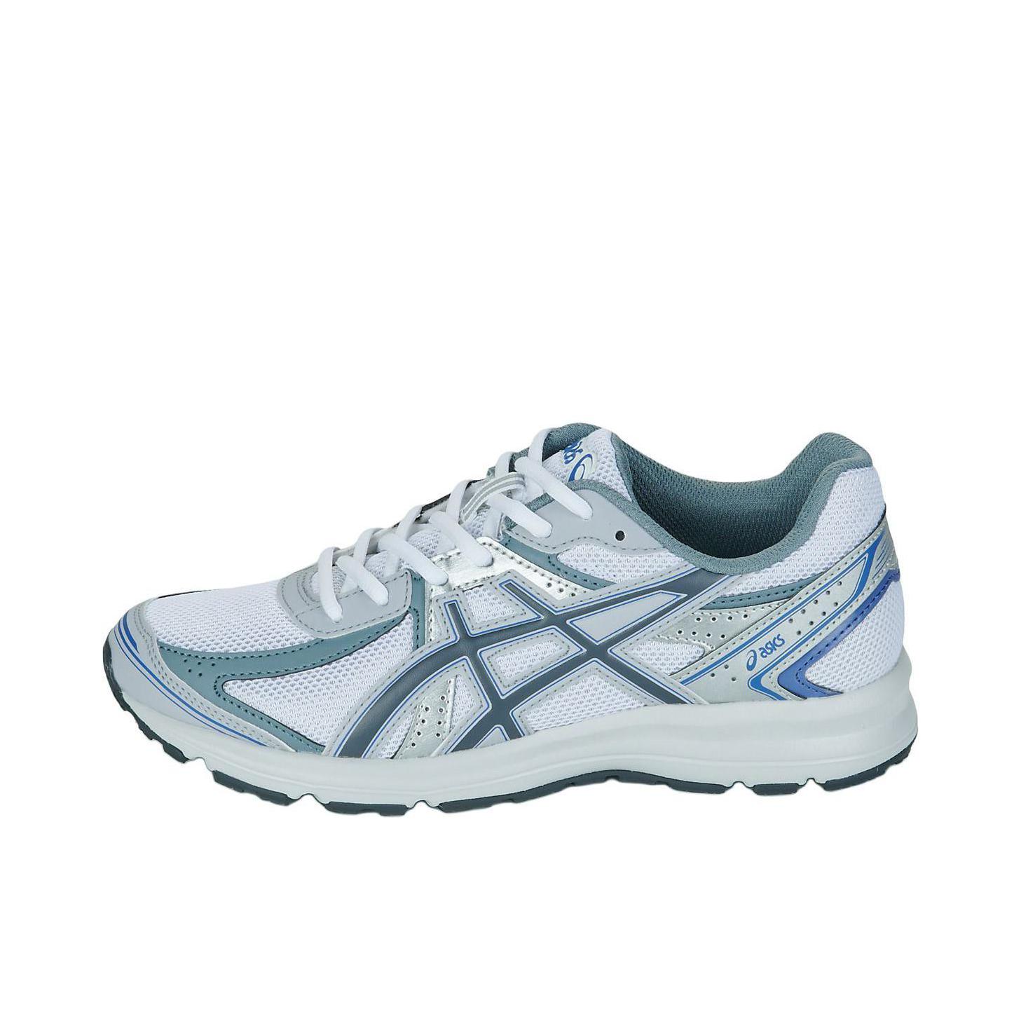 推荐商品：Asics/亚瑟士 Jog 100S 跑鞋 防滑耐磨轻便透气回弹减震合成革织物复古轻量 白色/灰色