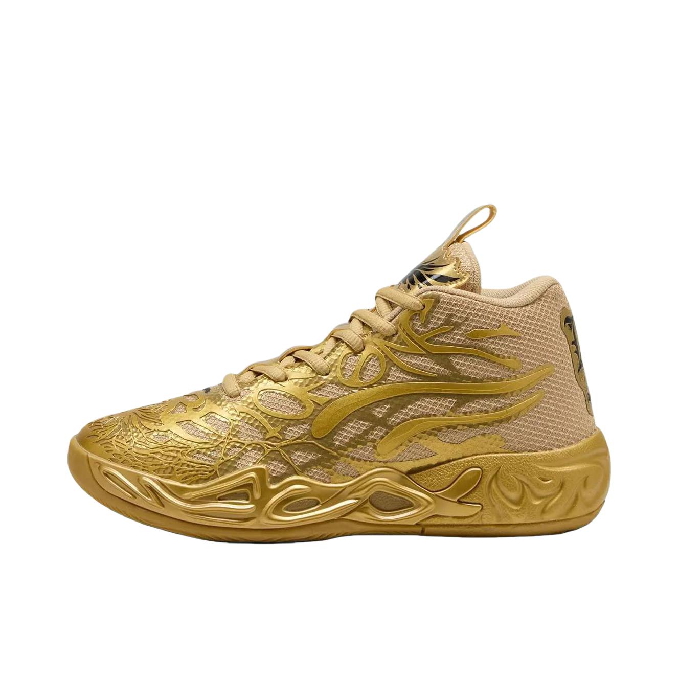 推荐商品：Puma/彪马 MB.04 鲍尔4 防滑耐磨 缓震 舒适透气 篮球鞋 金色