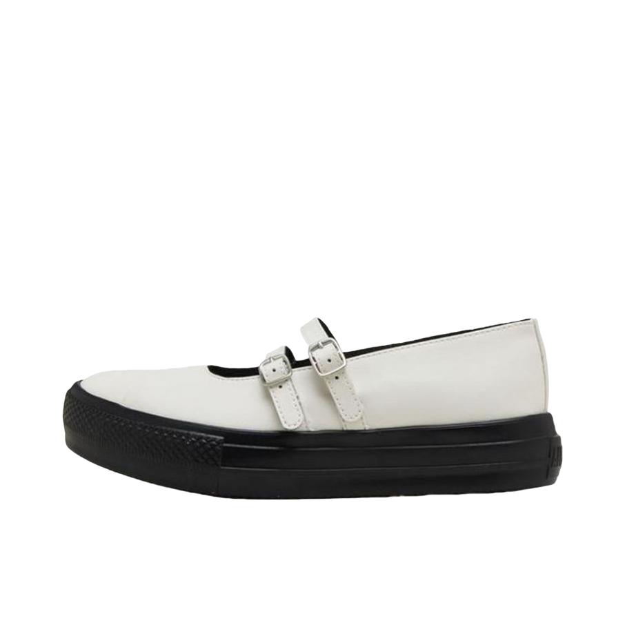 推荐商品：Converse/匡威 All Star Light PLTS MJ OX 防滑耐磨 平底 圆头 搭扣 低跟 舒适百搭 帆布鞋 女款/白色/碳黑色