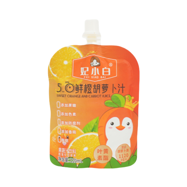 推荐商品：妃小白 5.0鲜橙胡萝卜汁 110ml 袋装