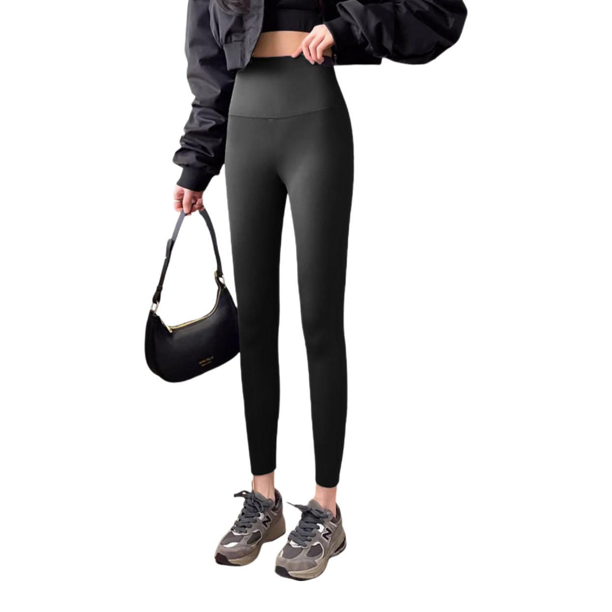 推荐商品：雅羊人 提臀高腰紧身加绒外穿打底裤 女装 RS087 黑/薄绒