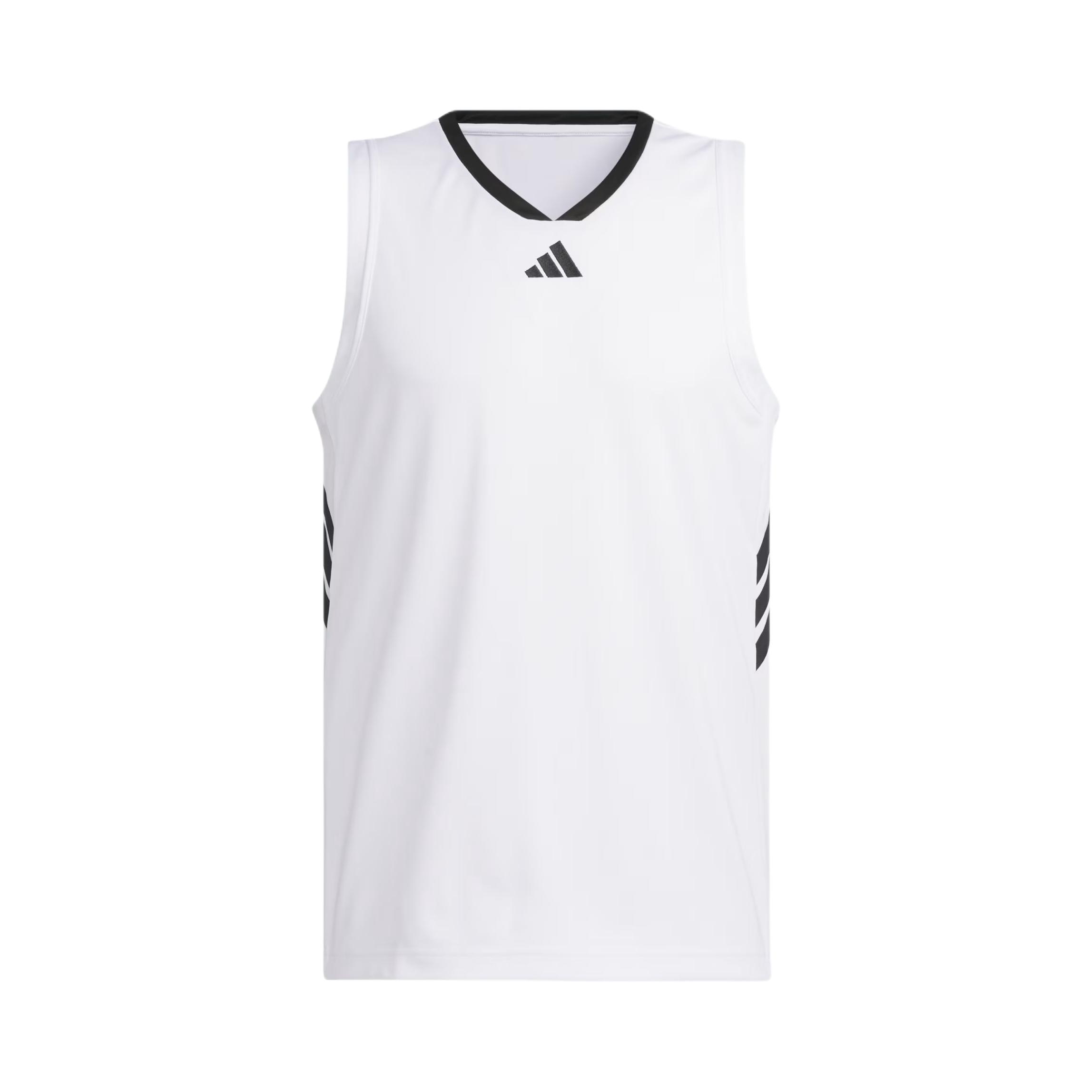 Adidas/阿迪达斯 BASKETBALL3-Stripes直筒梭织背心 JN4745 白/黑