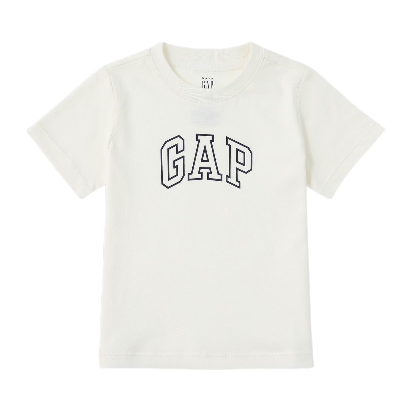 推荐商品：Gap童装 套头LOGO印花短袖T恤 中大童 755792 奶白