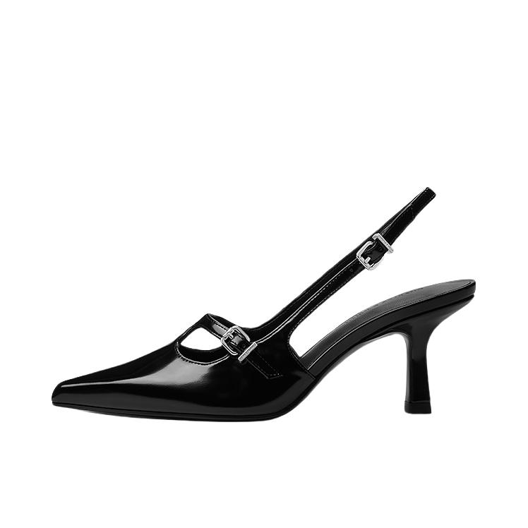 推荐商品：CHARLES&KEITH 高跟鞋 法式尖头镂空 细跟 CK1-60361547 黑色