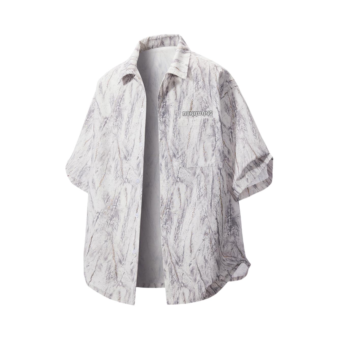 推荐商品：敦煌博物馆 老钱风描金亲肤落肩袖字母Logo衬衫 DH1-YH16-2588 白