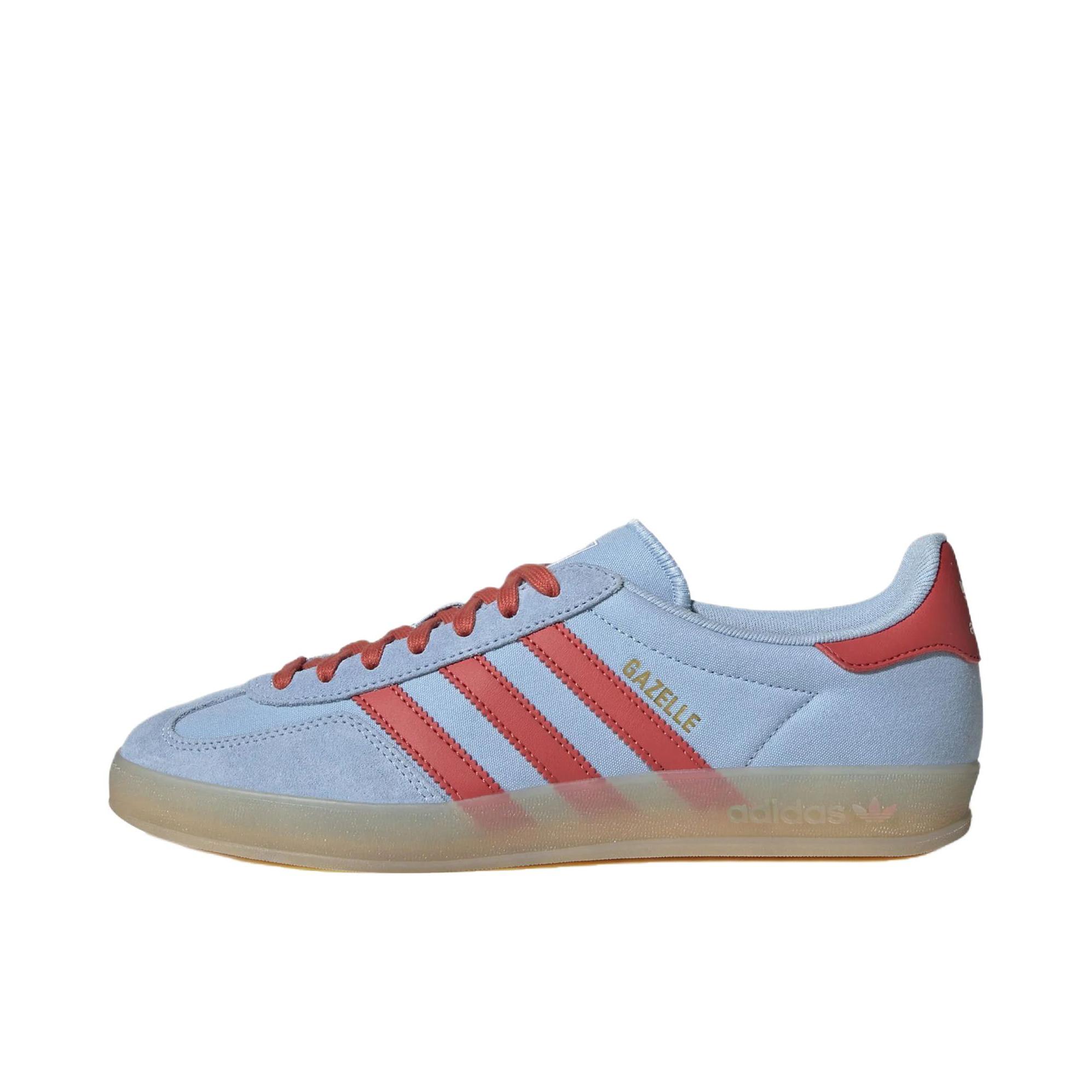 推荐商品：adidas Originals Gazelle Indoor T头鞋 德训鞋 板鞋 舒适缓震防滑耐磨绒面革复古 蓝色/红色