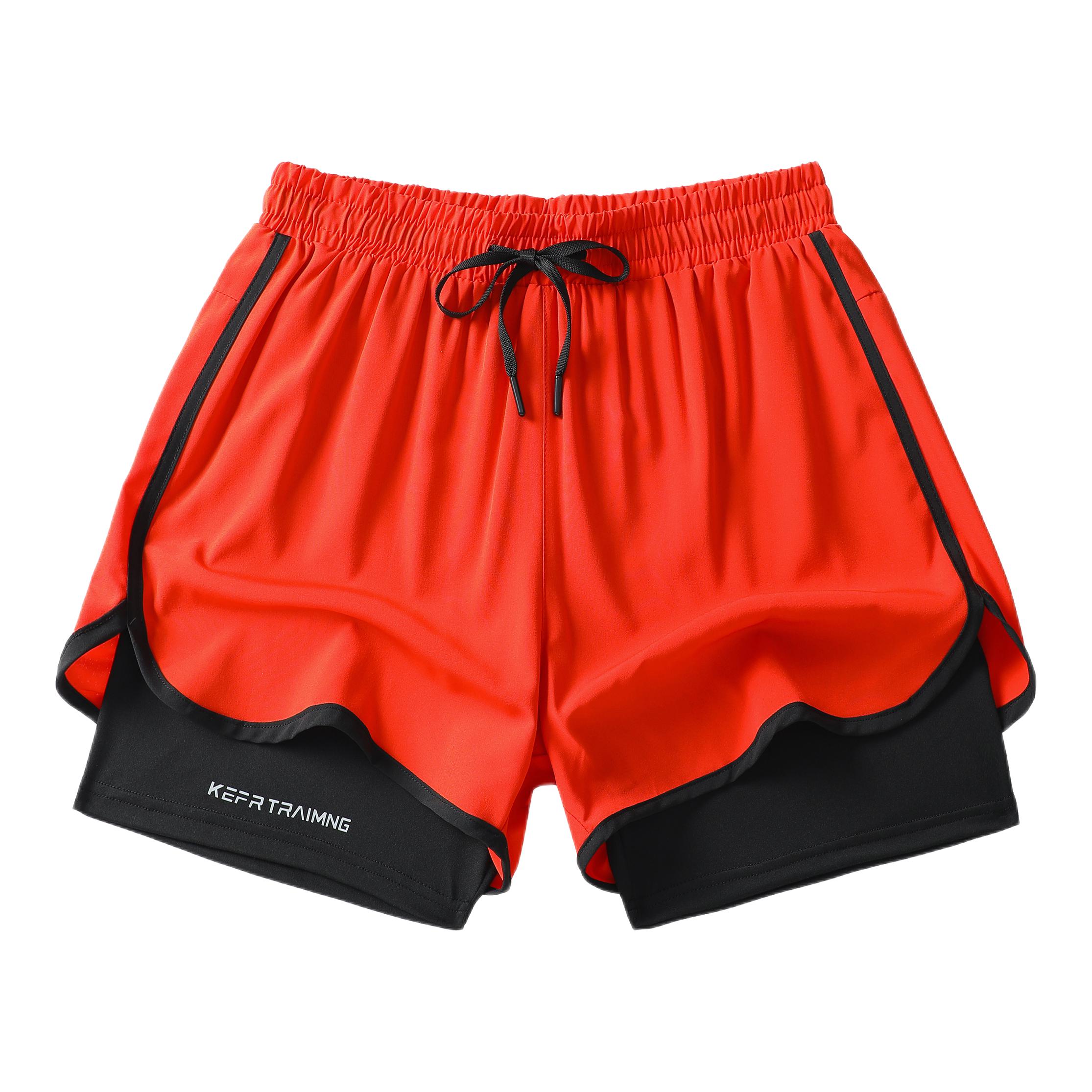 推荐商品：Lind Erki 美假两件三分裤中腰运动短裤 LE9826 亮橙