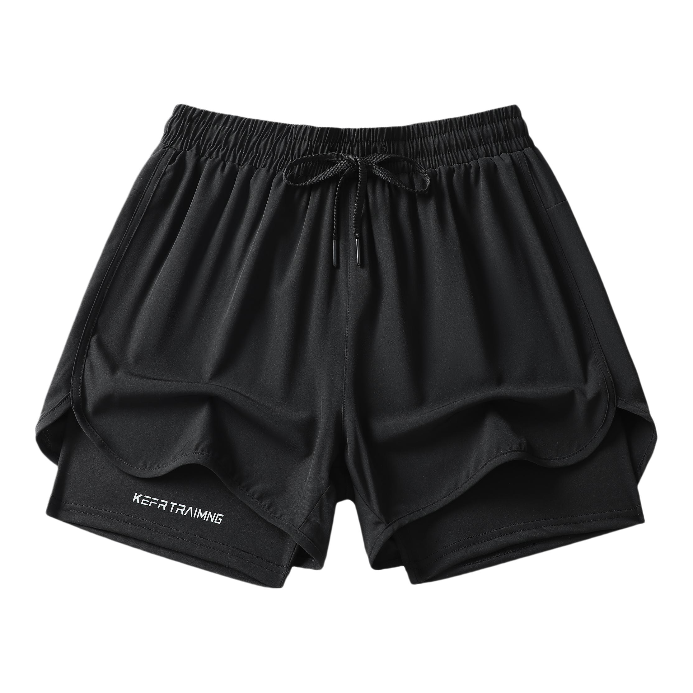 推荐商品：Lind Erki 美假两件三分裤中腰运动短裤 LE9826 黑