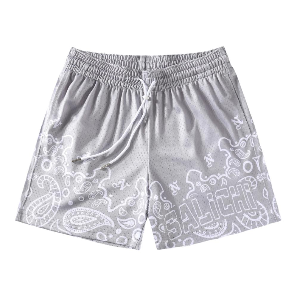 推荐商品：SALICHI 中腰系带印花透气三分运动短裤 SALICHI-2505# 浅灰