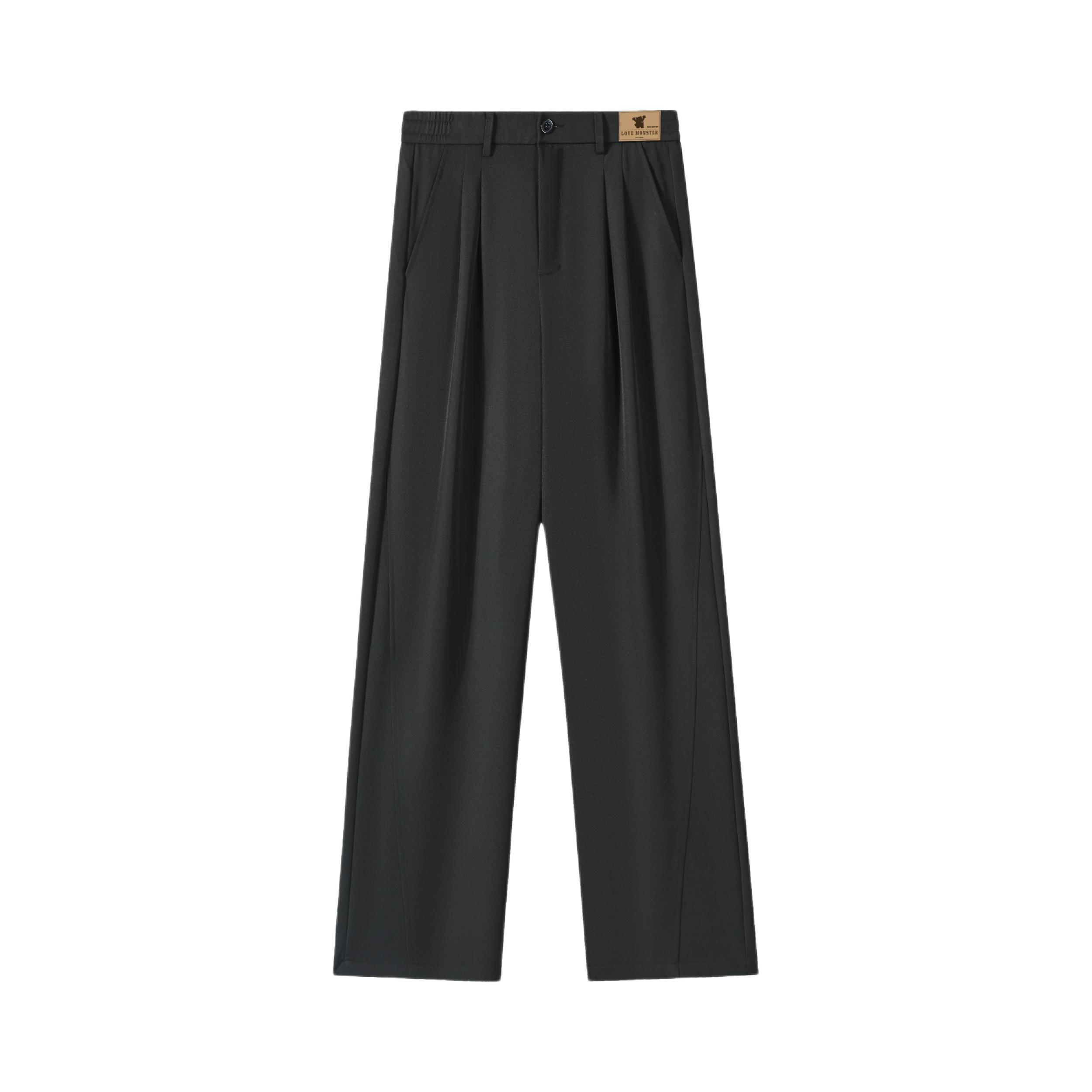 推荐商品：Love monster/小怪兽阿蒙 抗皱中腰直筒加绒加厚西装裤 MS-HKEFS2800344 黑/加绒