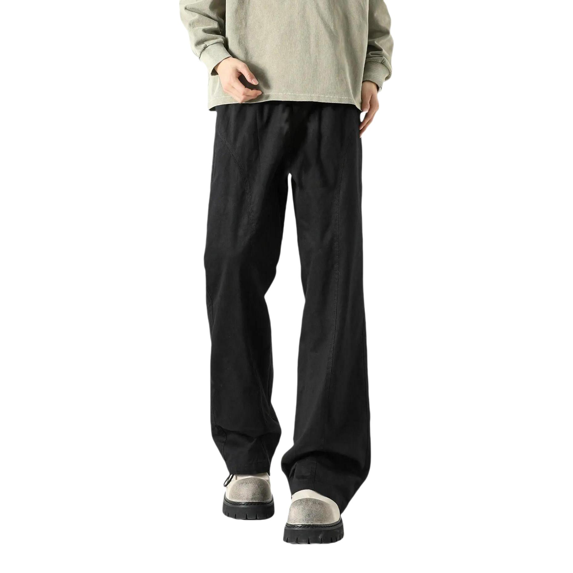 推荐商品：NAXUSTO 微喇修身速干冰丝休闲长裤 NA-QBW1014 黑