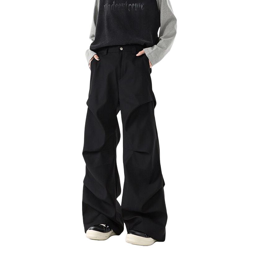 推荐商品：SCHEPPERHEYN 纯色微阔微喇褶皱西装裤 HX-M25043001 黑/加长