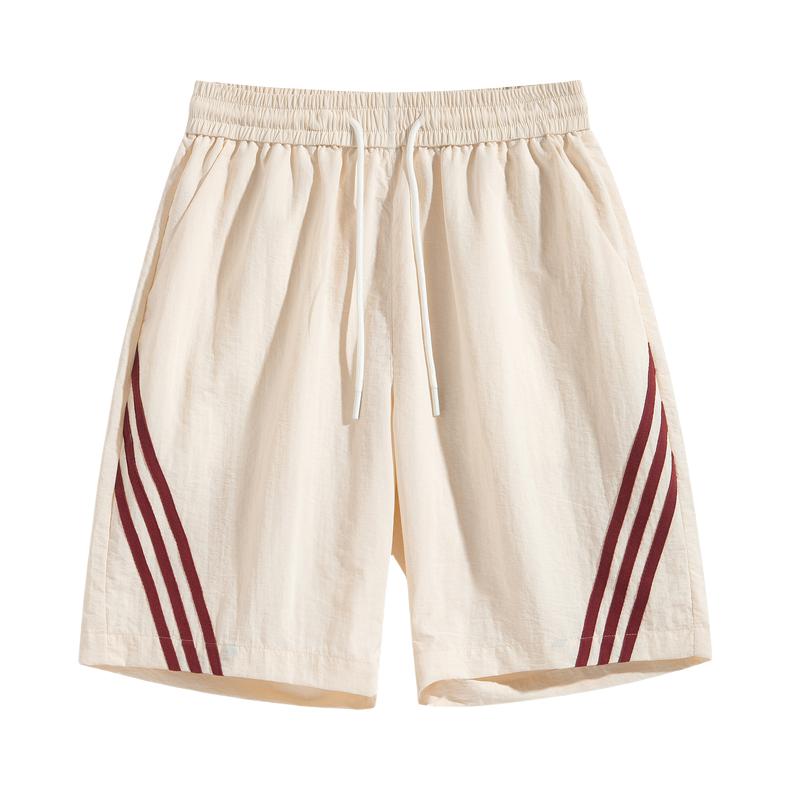 推荐商品：GXXX 韩版学院风系带条纹休闲短裤 F9256 杏