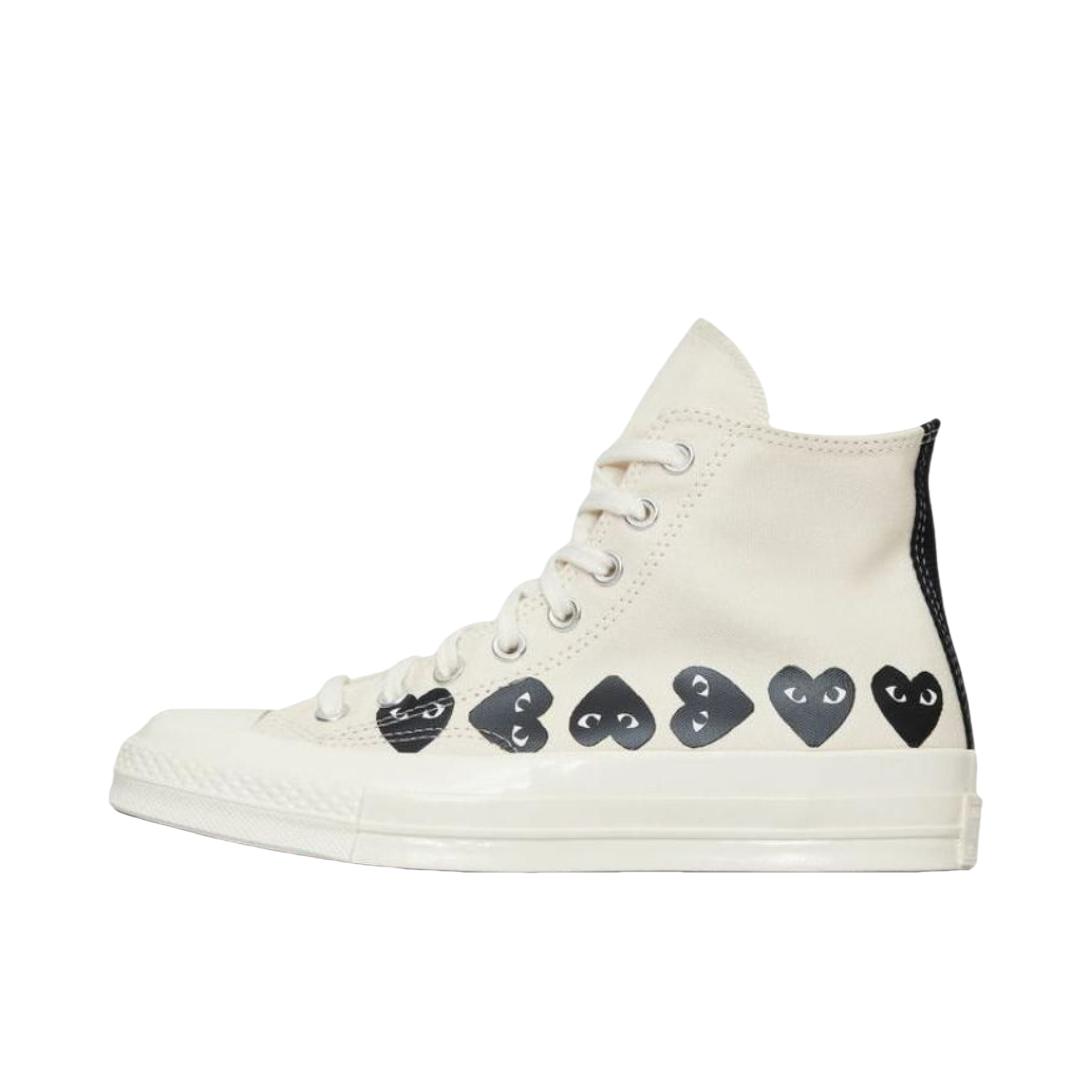 推荐商品：CDG Play/川久保玲 帆布 圆头 系带 高帮 帆布鞋 P1K1271 Converse联名 /白色 