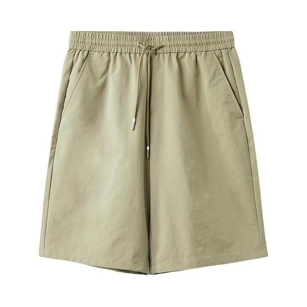 推荐商品：HLA JEANS/黑鲸 抽绳直筒五分休闲短裤 CKMCW25005A 卡其