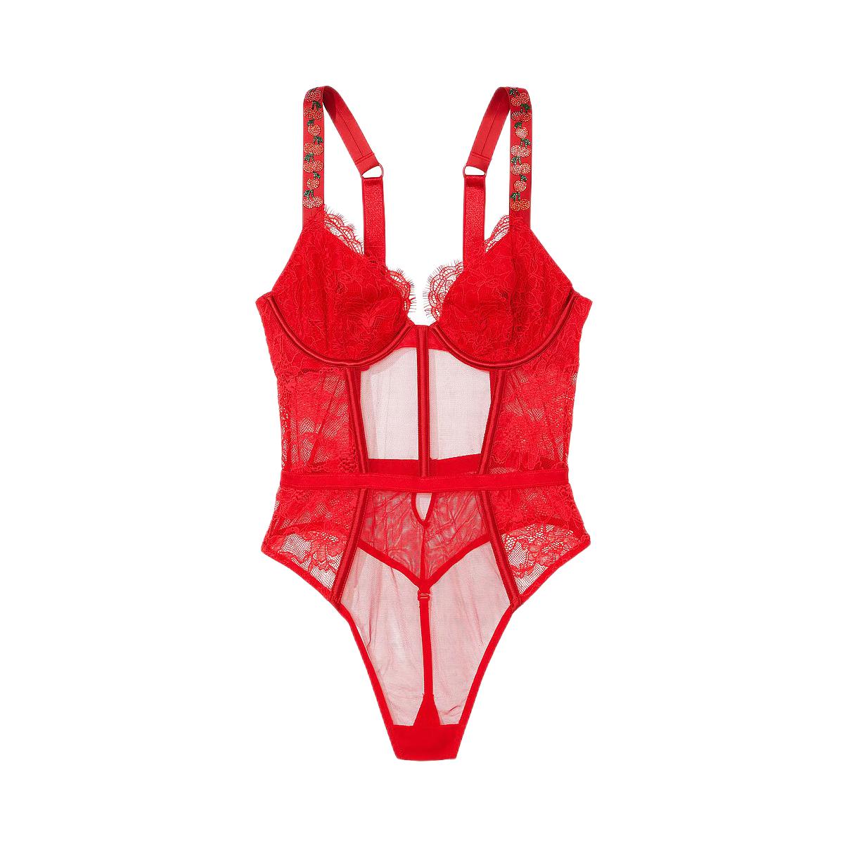 推荐商品：Victoria's Secret/维多利亚的秘密 超薄蕾丝拼接情趣睡衣 女装 11240741 红