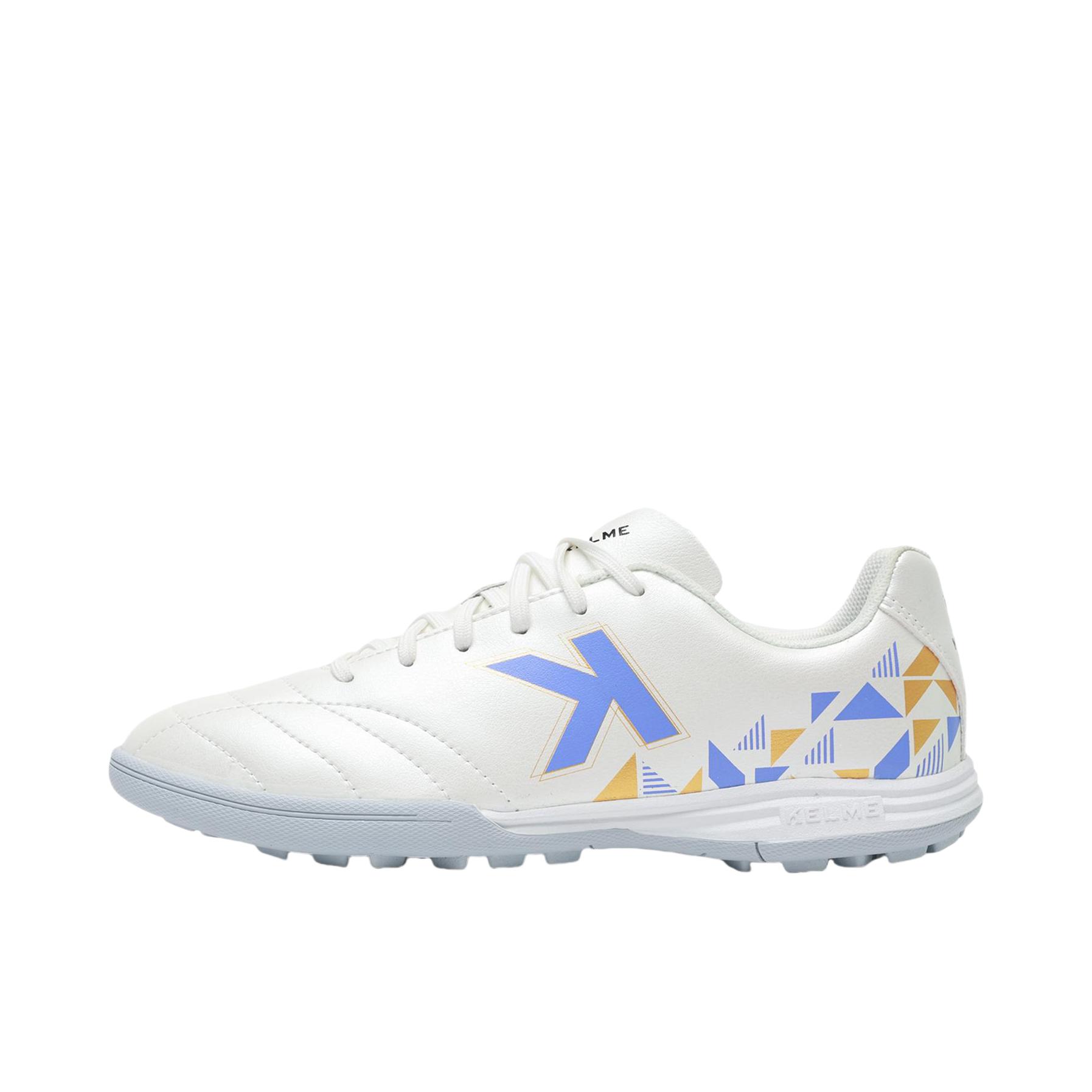 推荐商品：KELME/卡尔美 几何 比赛鞋 足球鞋 TF入门胶质碎钉人造草地防滑耐磨 白色/紫色