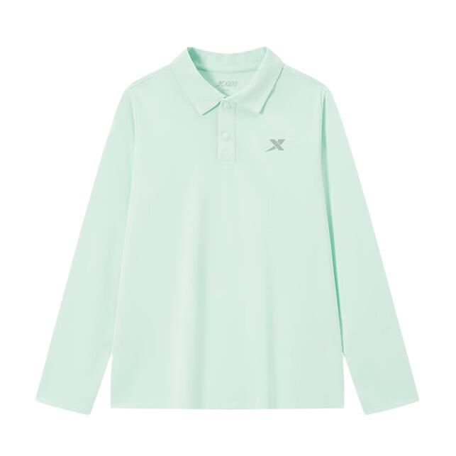 推荐商品：Xtep/特步童装 速干透气印花长袖Polo衫 中大童 675126039113 浅水