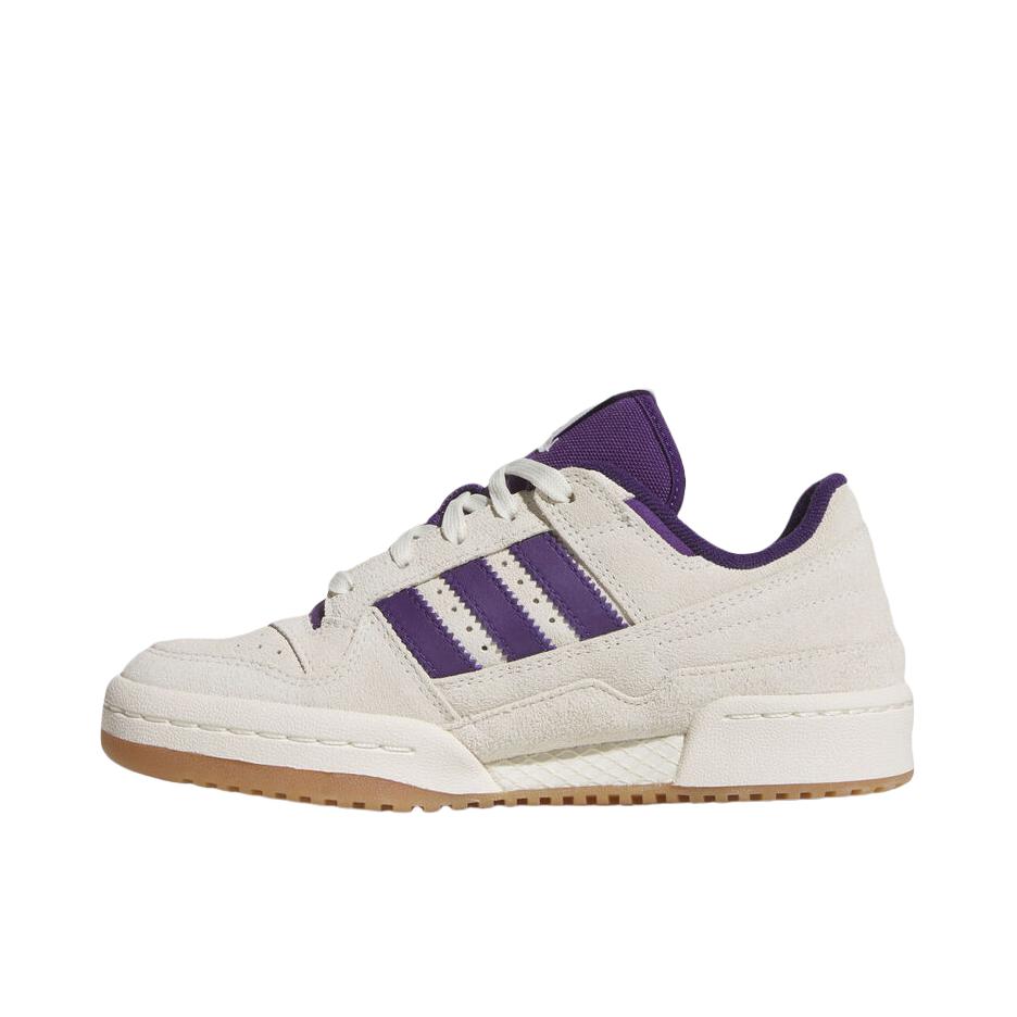 推荐商品：adidas Originals Forum 板鞋 轻便复古防滑时尚魔术贴篮球风薄底包裹性 大童/米色/紫色