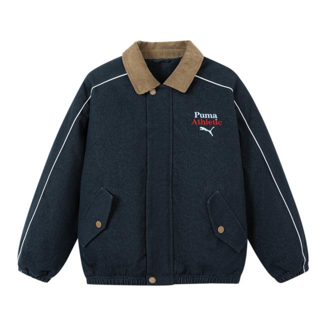 推荐商品：Puma/彪马童装 美式学院风梭织棉服 中大童 353425106202 牛仔深蓝